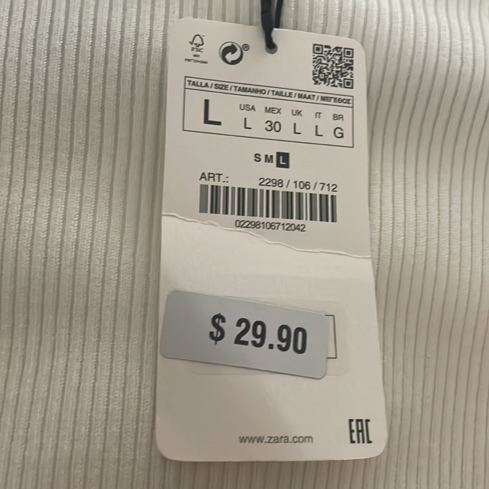 White Ribbed Top - Picture 5 of 5